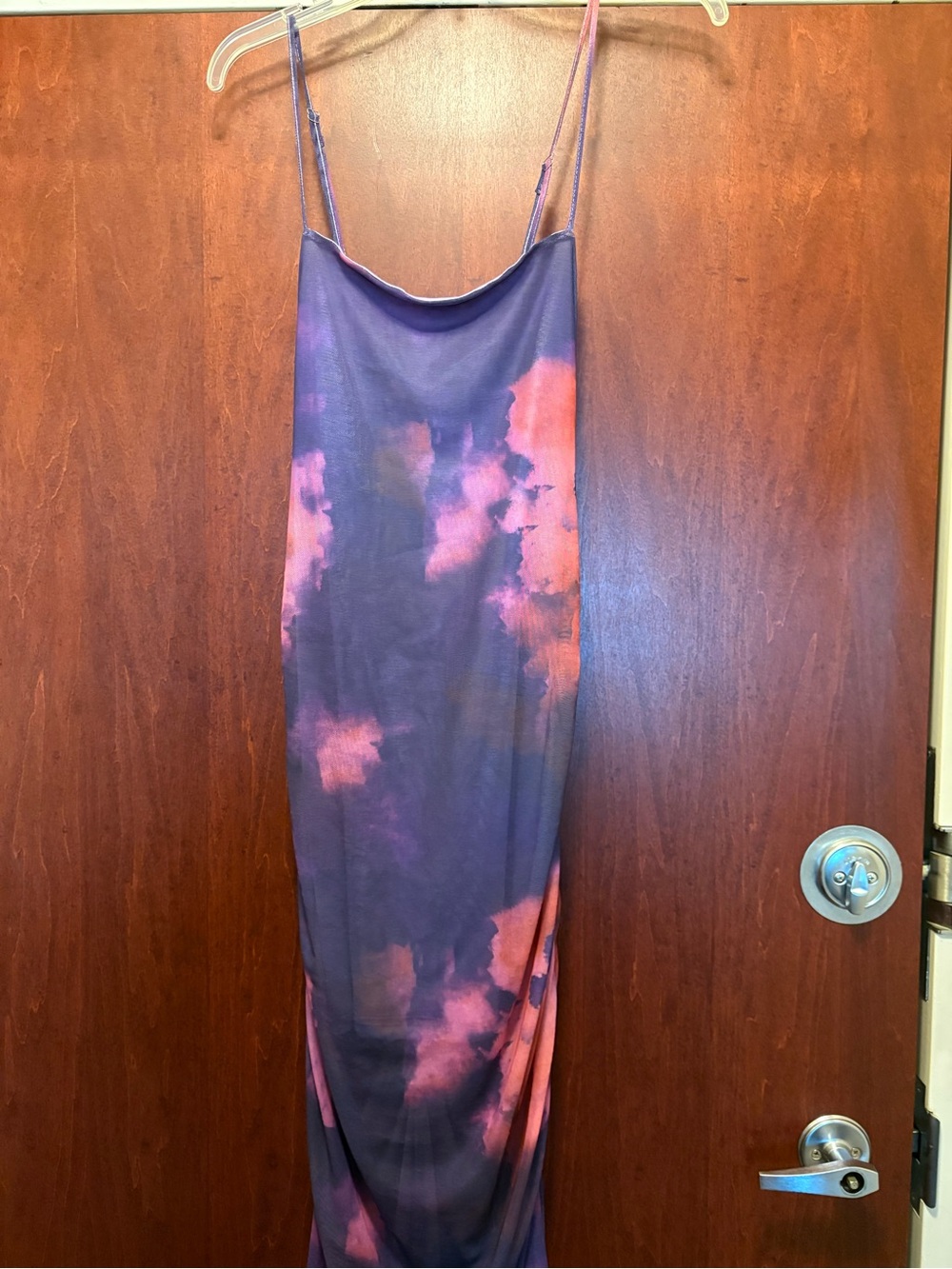 SHEIN Purple & Pink Tie-Dye Slip Dress with Spaghetti Straps